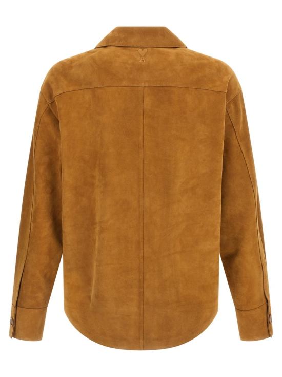 26SS 아미 고트 레더 버튼 오버셔츠 USH826LH0059236 Brown - AMI