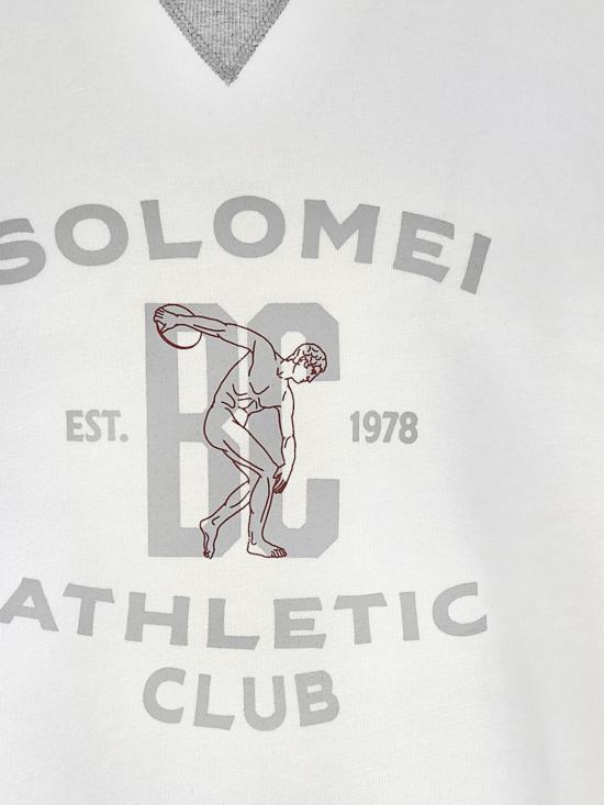 26SS 브루넬로 쿠치넬리 프린트 코튼 리넨 멜란지 플리스 반팔 티셔츠 MR8313378G CTQ27 White - BRUNELLO CUCINELLI