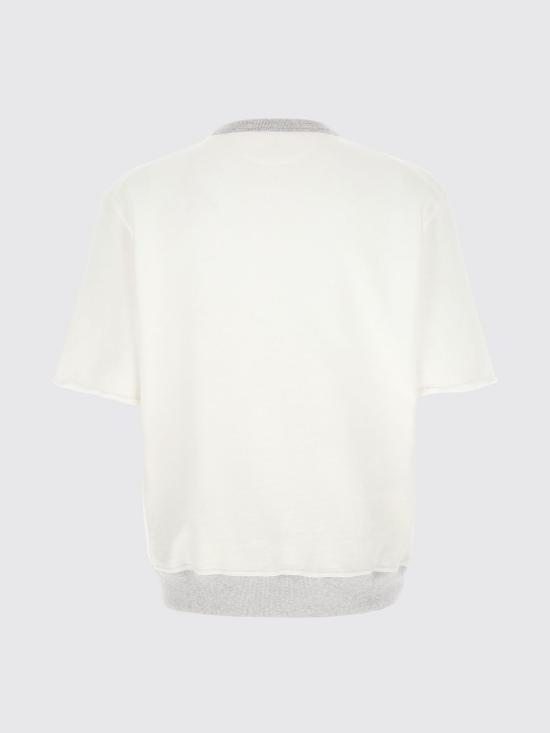 26SS 브루넬로 쿠치넬리 프린트 코튼 리넨 멜란지 플리스 반팔 티셔츠 MR8313378G CTQ27 White - BRUNELLO CUCINELLI