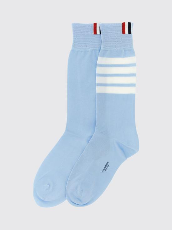 26SS 톰브라운 라이트웨이트 코튼 4바 미드카프 삭스 FAS020B01690 450 Blue 1 - THOM BROWNE