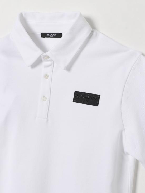 26SS [키즈] 발망 폴로 셔츠 BY8Q01Z3658 100NE White - BALMAIN