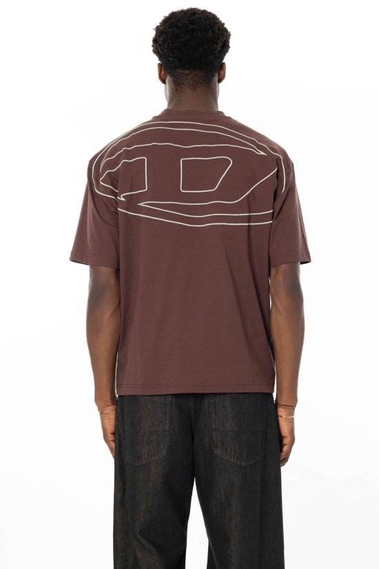 26SS 디젤 맥시 오발 D 자수 티셔츠 A11302 0HGAM SS26 61J Brown - DIESEL