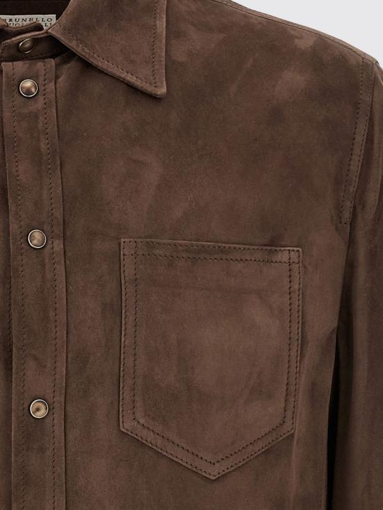26SS 브루넬로 쿠치넬리 스웨이드 오버셔츠 MPCFN2039 C8552 Brown - BRUNELLO CUCINELLI