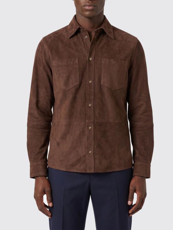 26SS 브루넬로 쿠치넬리 스웨이드 오버셔츠 MPCFN2039 C8552 Brown