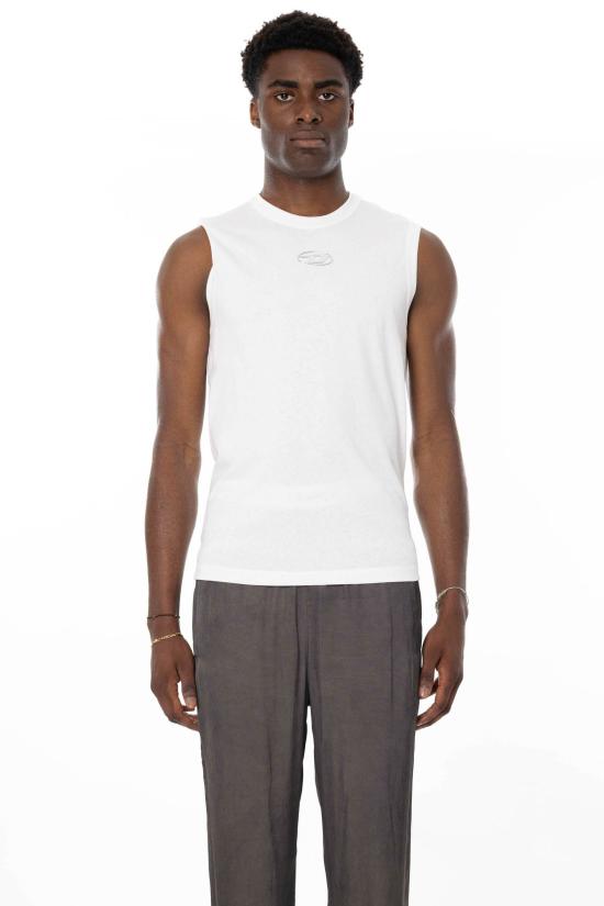 26SS 디젤 심리스 메탈릭 Oval D 코튼 탑 A21743 0JMBB 141 White