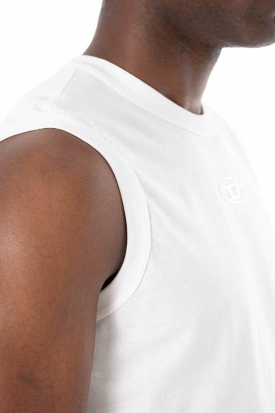 26SS 디젤 심리스 메탈릭 Oval D 코튼 탑 A21743 0JMBB 141 White - DIESEL