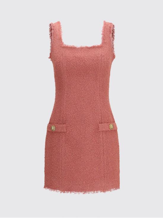 26SS 발망 롱 원피스 GF0R2541WD60 4HO Pink - BALMAIN