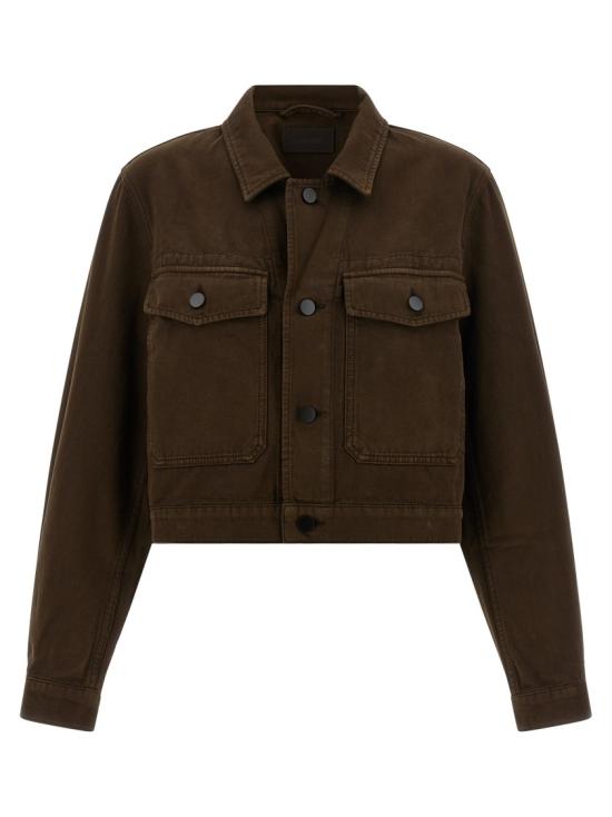 26SS 르메르 다잉 헤비 브로큰 트윌 크롭 블루종 OW1191LD1068BR423 Black