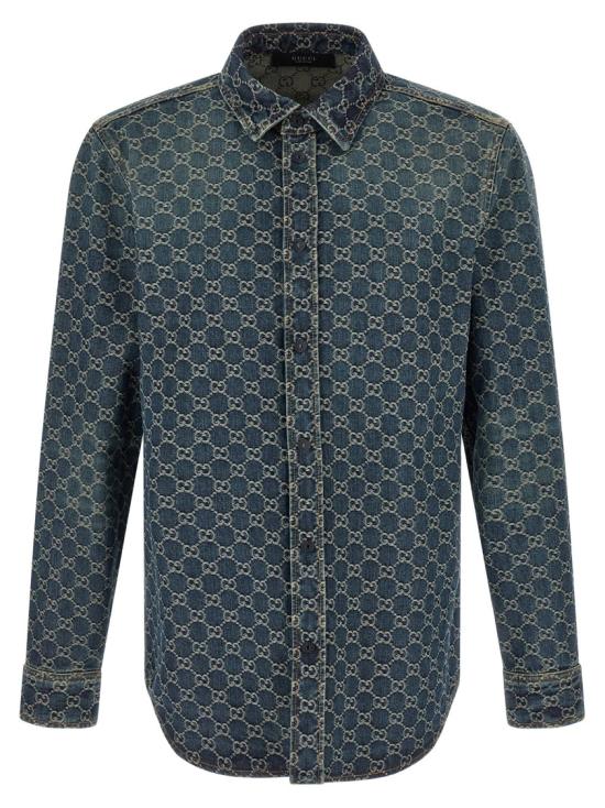 26SS 구찌 GG 코튼 데님 자카드 셔츠 864821XDDF34011 Grey