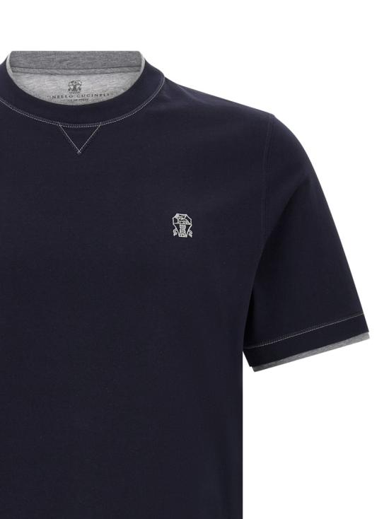 26SS 브루넬로 쿠치넬리 자수 로고 티셔츠 M0B137427CMJ53 Burgundy - BRUNELLO CUCINELLI