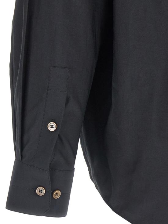 26FW 르메르 워시드 코튼 실크 레귤러 셔츠 SH1201LF1500BK998 Black - LEMAIRE