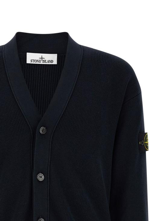 26SS 스톤 아일랜드 립드 소프트 오가닉 코튼 브이넥 가디건 L1S155100009S00D8V0020 Black - STONE ISLAND