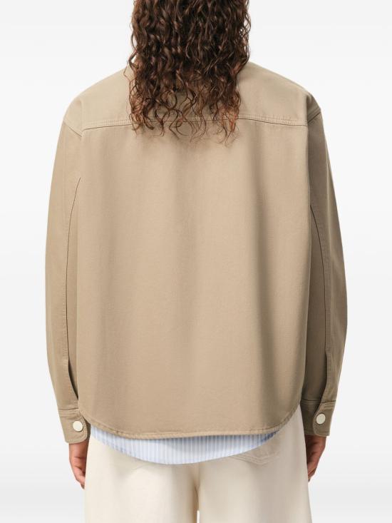 26SS 아미 톤온톤 로고 코튼 니트 오버셔츠 UJK897 DE0126 A036 TAUPE BEIGE DOM - AMI