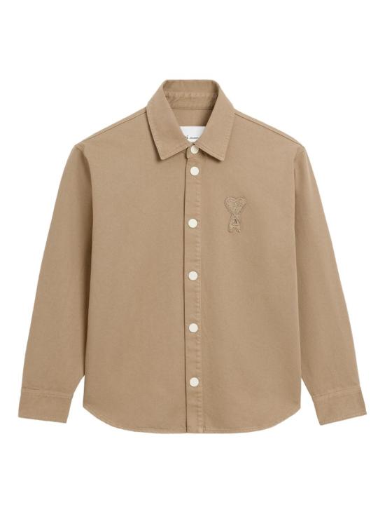 26SS 아미 톤온톤 로고 코튼 니트 오버셔츠 UJK897 DE0126 A036 TAUPE BEIGE DOM