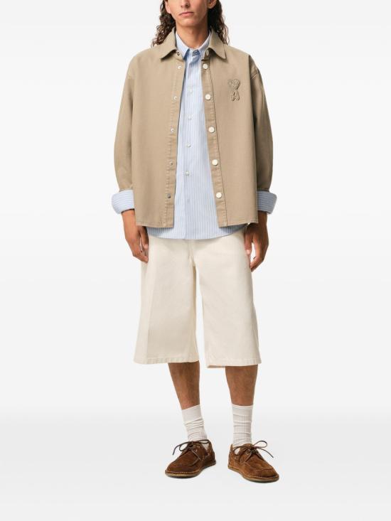 26SS 아미 톤온톤 로고 코튼 니트 오버셔츠 UJK897 DE0126 A036 TAUPE BEIGE DOM - AMI