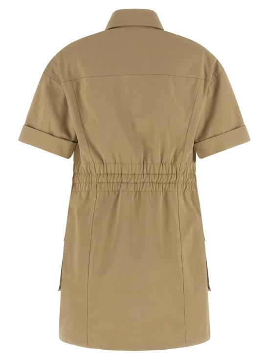  발망 숏 원피스 사하라에서 영감을 받은 코튼 개버딘 미니 드레스 그린 - BALMAIN