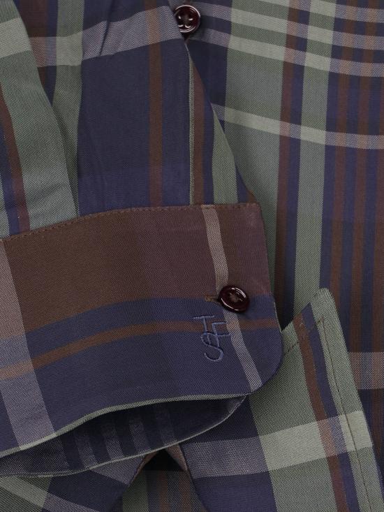 26SS 더프랭키샵 셔츠 PERI SHEER FLUID SHIRT NAVY TARTAN MultiColour - THE FRANKIE SHOP