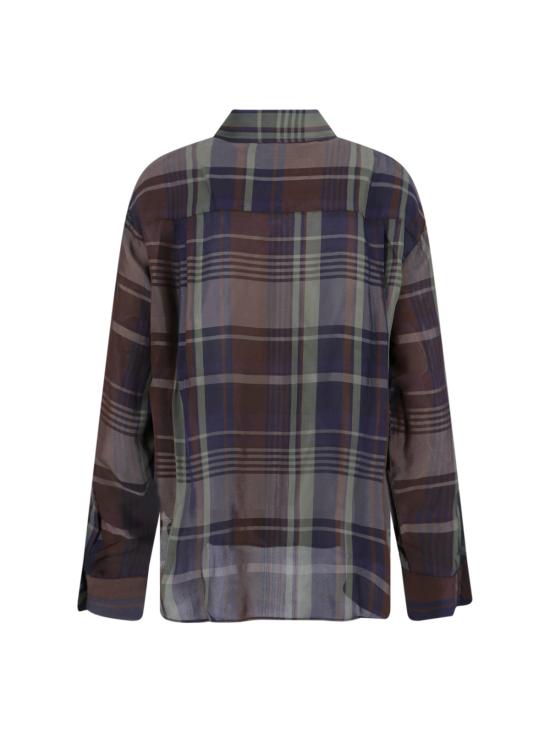 26SS 더프랭키샵 셔츠 PERI SHEER FLUID SHIRT NAVY TARTAN MultiColour - THE FRANKIE SHOP