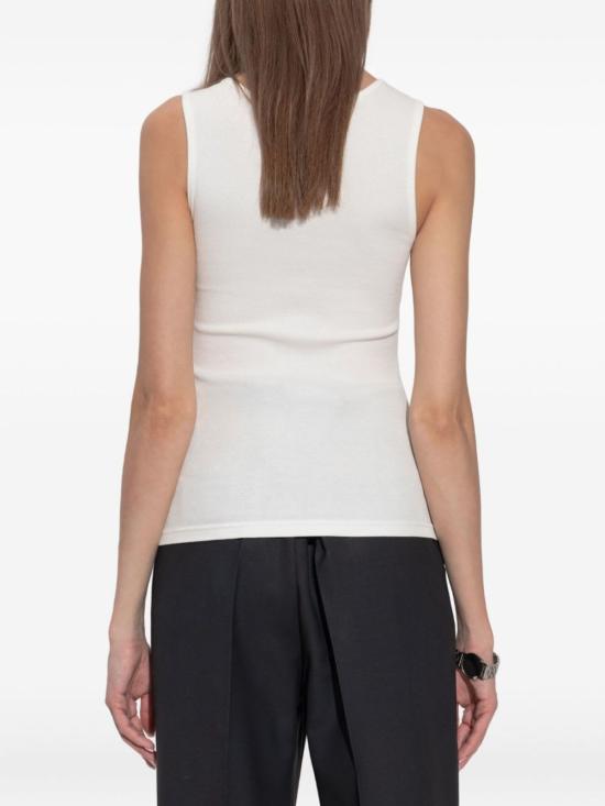  MM6 메종마르지엘라 블라우스 Mm6 메종 마르지엘라 골지 니트 민소매 탑 화이트 - MM6 MAISON MARGIELA