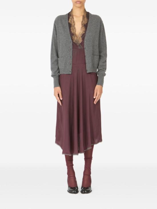  마르지엘라 스웨터 메종  브이넥 버튼  그레이 - MAISON MARGIELA