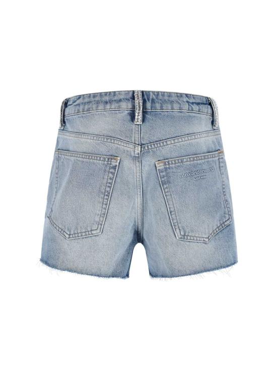 알렉산더 왕 데님 숏팬츠 크리스탈 라인스톤 데님 쇼츠 라이트 블루 - ALEXANDER WANG