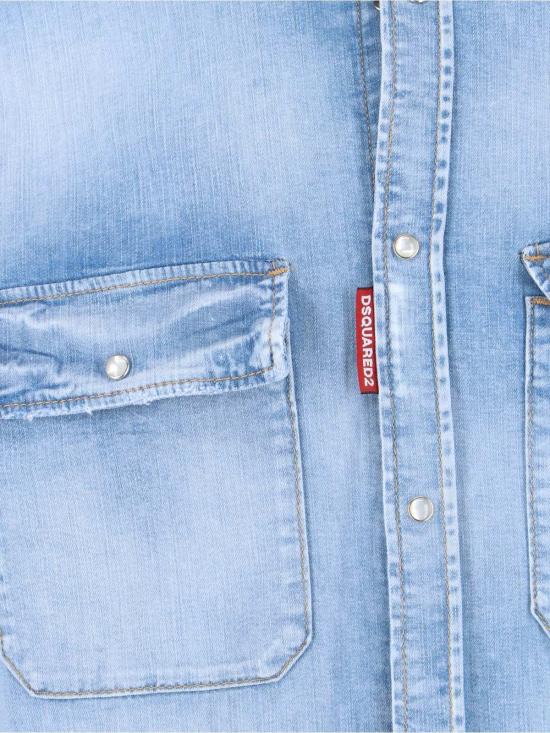  디스퀘어드2 데님 셔츠 Dsquared2 긴팔 데님 셔츠 라이트 블루 - DSQUARED2