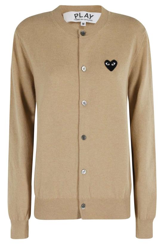  꼼데가르송 스웨터 플레이 라운드넥 블랙 엠블럼  브라운