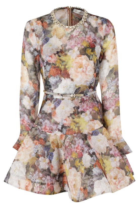  짐머만 숏 원피스 지머만 알케미 페플럼 미니 드레스 핑크 & 퍼플