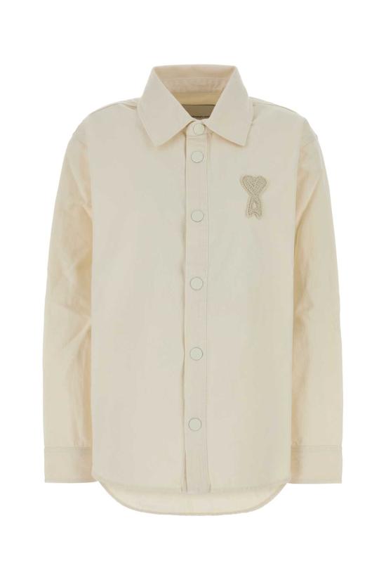 26SS 아미 톤온톤 로고 코튼 니트 오버셔츠 UJK897DE0126 136 White