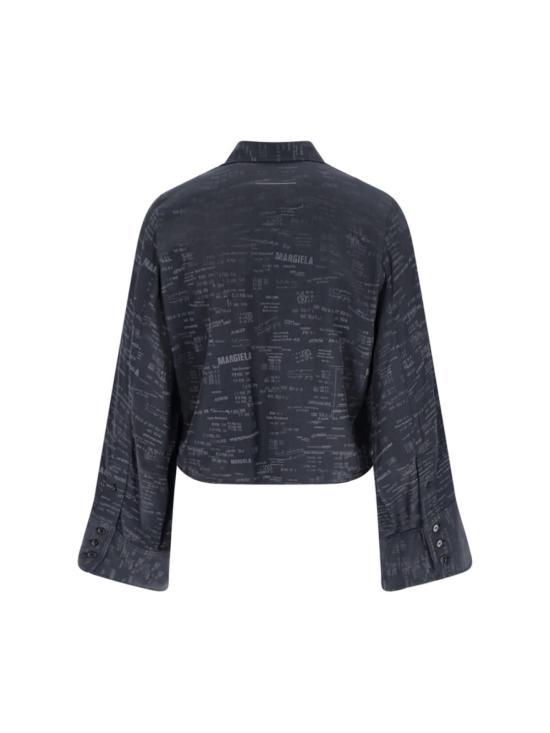  MM6 메종마르지엘라 블라우스 Mm6 메종 마르지엘라 크롭 버튼 프론트 셔츠 그레이 - MM6 MAISON MARGIELA
