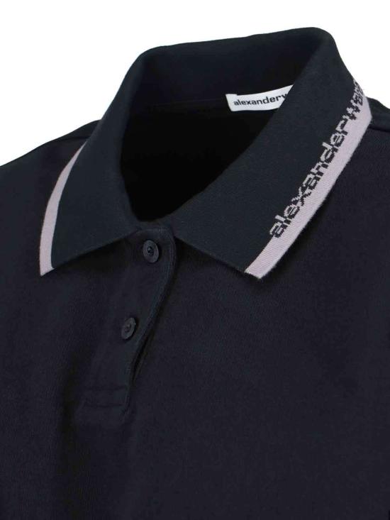  알렉산더 왕 폴로 티셔츠 크롭 폴로 셔츠 블랙 - ALEXANDER WANG