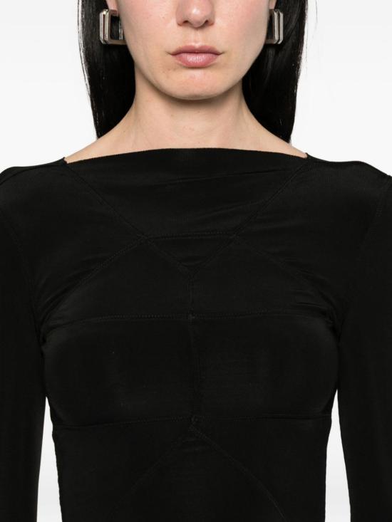  릭 오웬스 긴팔 티셔츠 블랙 긴팔 슬림핏 탑 - RICK OWENS