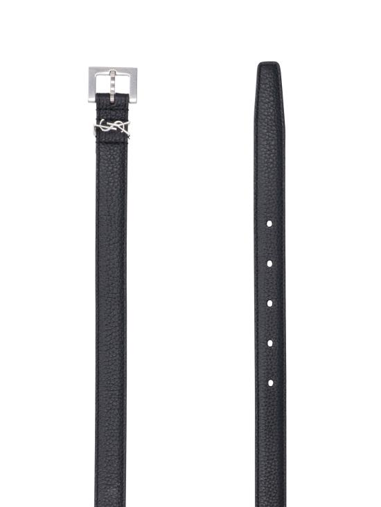 26SS 생로랑 그레인드 레더 실버 모노그램 슬림 벨트 612616 DTI0E 1000 - SAINT LAURENT