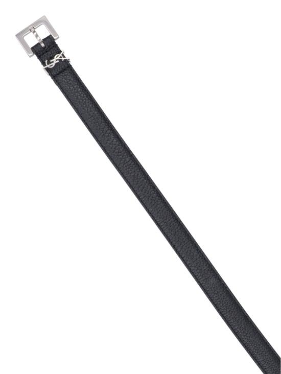 26SS 생로랑 그레인드 레더 실버 모노그램 슬림 벨트 612616 DTI0E 1000 - SAINT LAURENT
