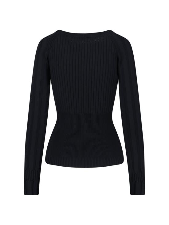  발망 스웨터 골지 니트 보트넥  블랙 - BALMAIN