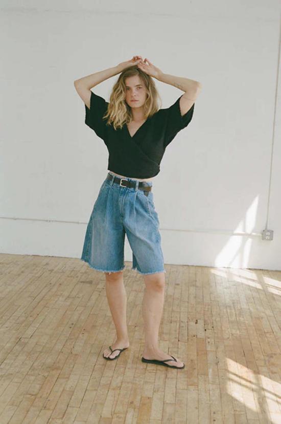  샤이나 모트 데님 숏팬츠