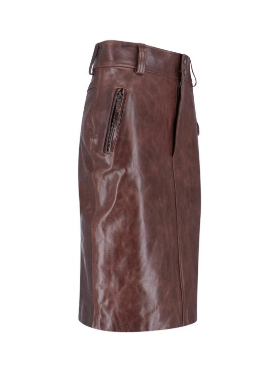 26SS 생로랑 미디 스커트 865021 YCVD2 2820 Brown - SAINT LAURENT