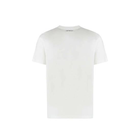  오프화이트 탑 로고 코튼 티셔츠 화이트