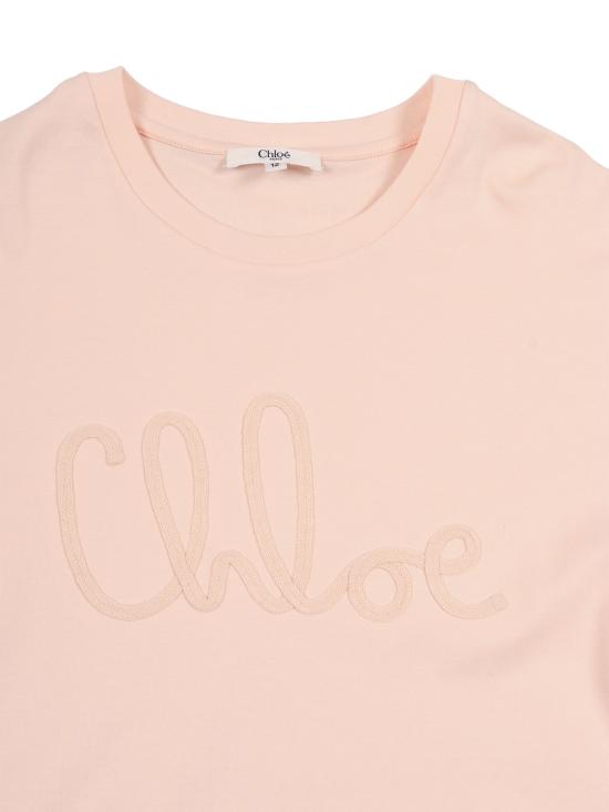  [키즈] 끌로에 티셔츠 키즈  끌로 시그니처 로고 반팔 티셔츠 핑크 - CHLOE