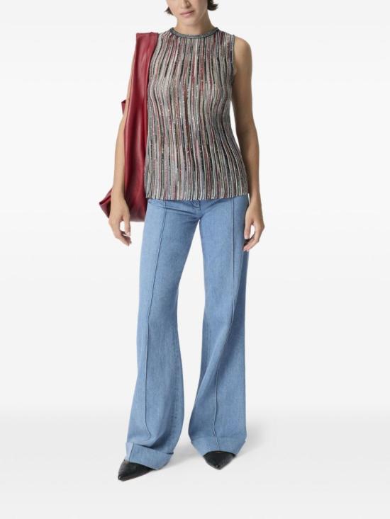  미소니 블라우스 미쏘니 스팽글 장식 라운드넥 민소매 탑 - MISSONI