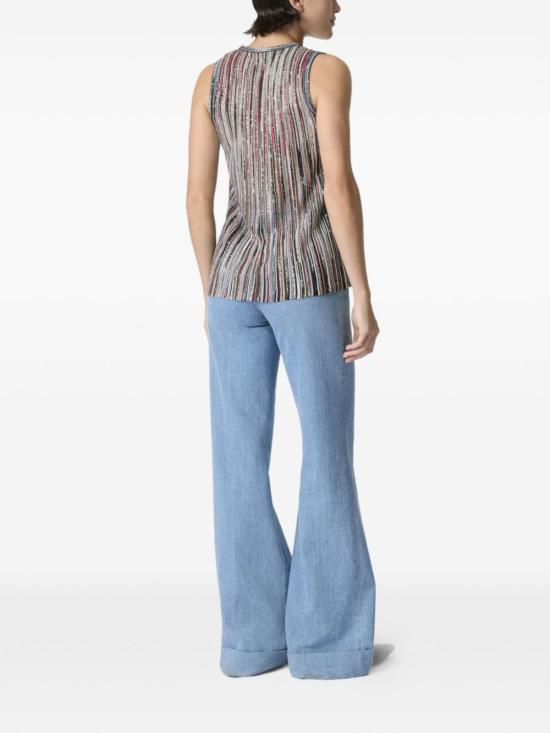  미소니 블라우스 미쏘니 스팽글 장식 라운드넥 민소매 탑 - MISSONI