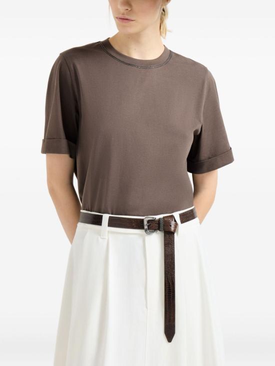 26SS 브루넬로 쿠치넬리 반팔 티셔츠 M0T81BZ100 C8589 Marrone - BRUNELLO CUCINELLI