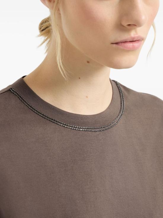 26SS 브루넬로 쿠치넬리 반팔 티셔츠 M0T81BZ100 C8589 Marrone - BRUNELLO CUCINELLI