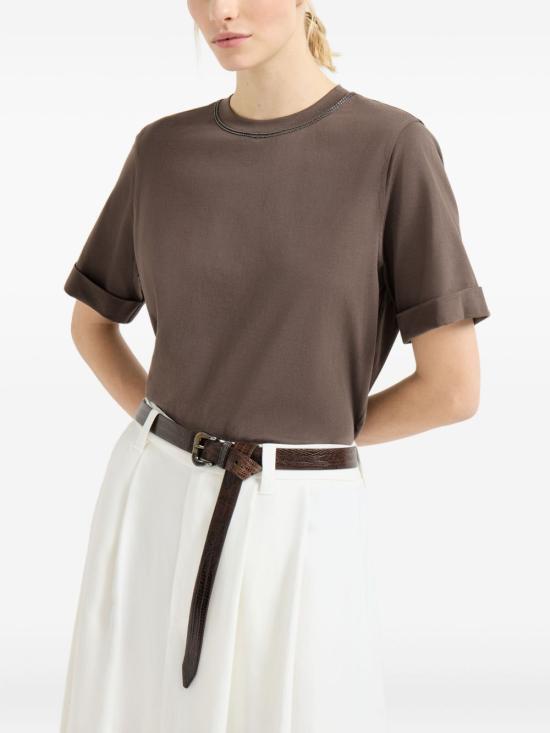 26SS 브루넬로 쿠치넬리 반팔 티셔츠 M0T81BZ100 C8589 Marrone - BRUNELLO CUCINELLI