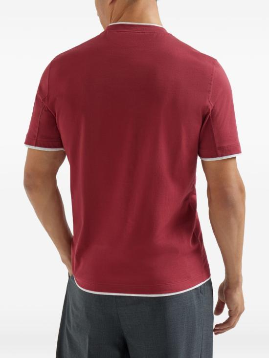 26SS 브루넬로 쿠치넬리 자수 로고 티셔츠 M0B137427 CLL16 Rosso - BRUNELLO CUCINELLI