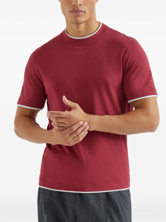 26SS 브루넬로 쿠치넬리 자수 로고 티셔츠 M0B137427 CLL16 Rosso - BRUNELLO CUCINELLI