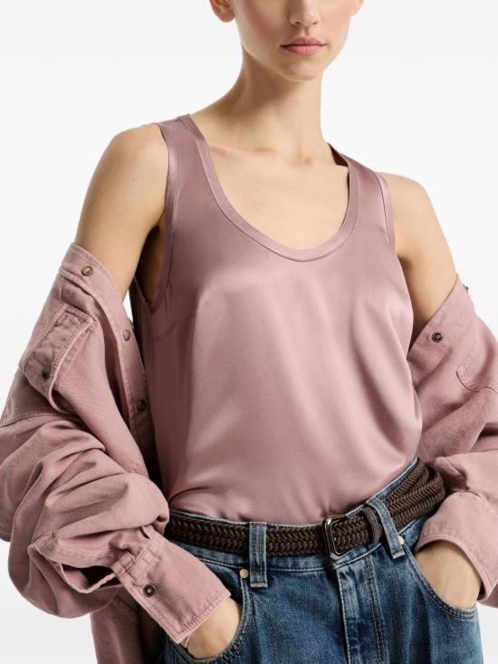 26SS 브루넬로 쿠치넬리 실크 탱크 탑 M0C59E0600 C8691 Rosa antico - BRUNELLO CUCINELLI