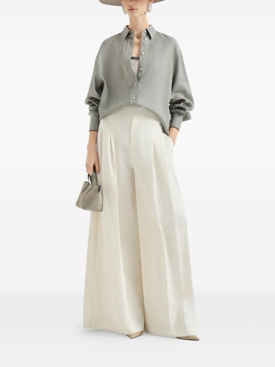 26SS 브루넬로 쿠치넬리 모닐리 린넨 셔츠 MA698MQ906 C1063 Kaki - BRUNELLO CUCINELLI