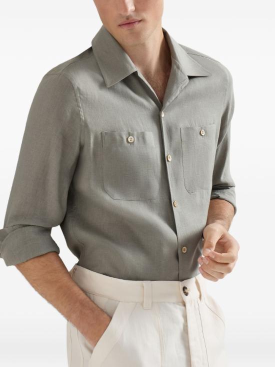 26SS 브루넬로 쿠치넬리 셔츠 MA6980658 C1063 Kaki - BRUNELLO CUCINELLI