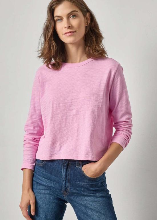  릴라 피 긴팔 티셔츠 릴라 P. 긴팔 크롭 보이프렌드 셔츠 태피